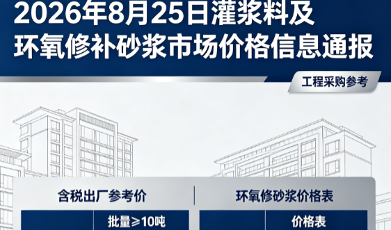 贵州2026年8月25日灌浆料及环氧修补砂浆市场价格信息通报
